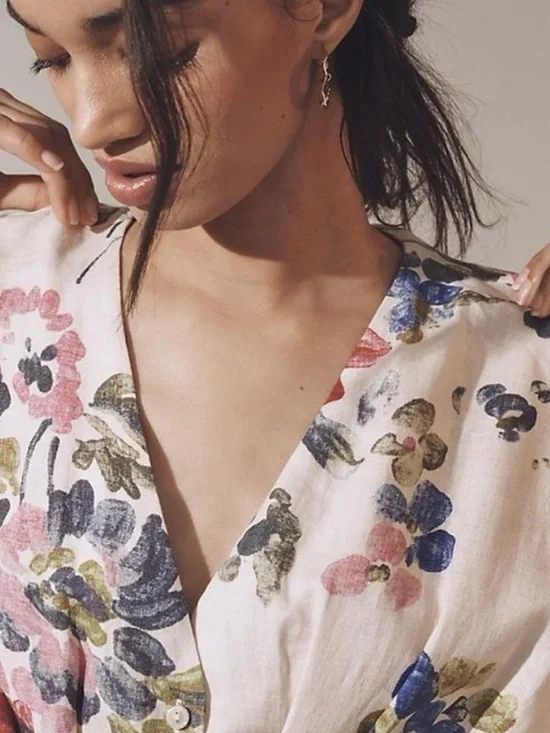 Anthropologie The Tobie Linen Pleated Mini Shirt Dress by Exquise - Picture 5 of 9